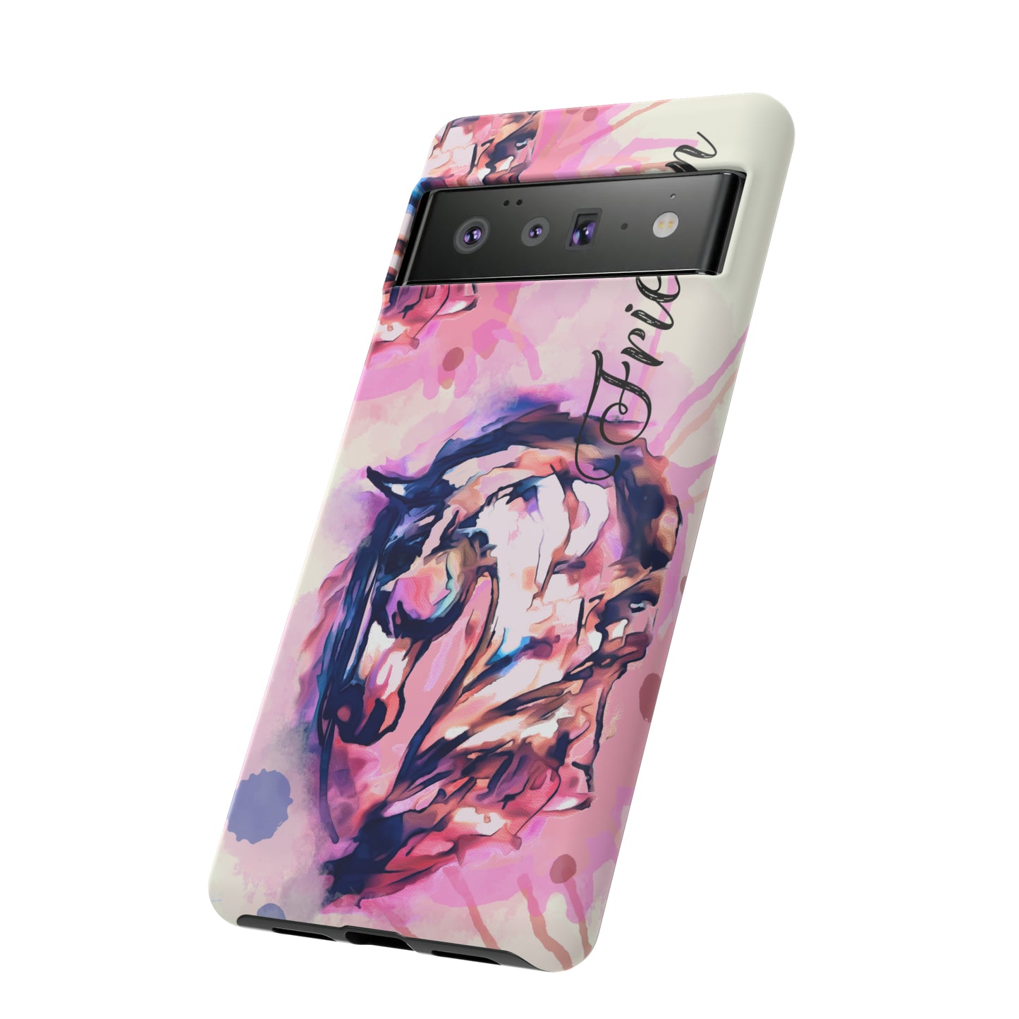 Friesian Watercolor Flower crown Horse Horse Lover Gift Study Tough Case Phone Case.