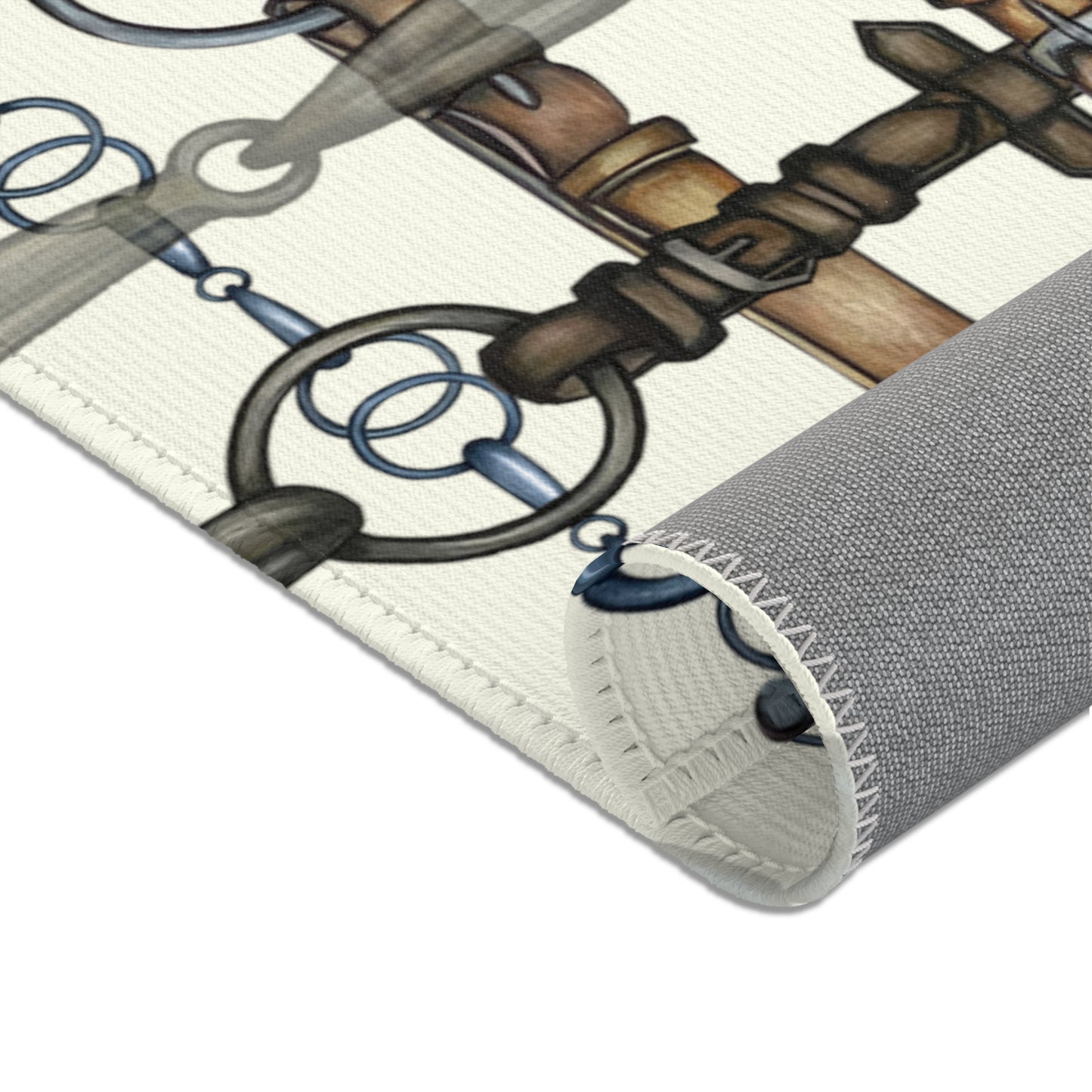 Equestrian Snaffle Bit Pattern Area Rug - Show Stall Mat - Tack Room Rug - Horse Lovers Gift