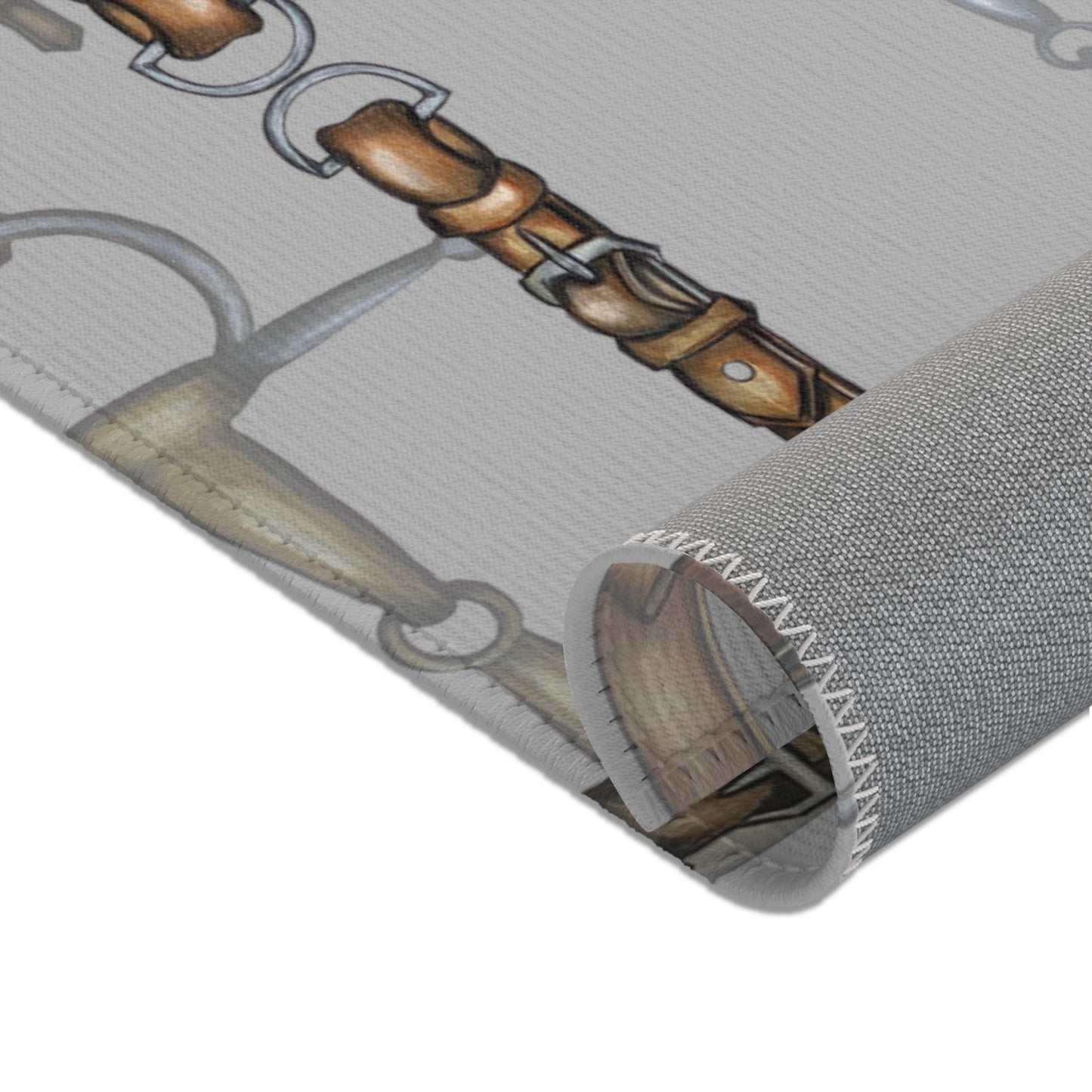 Equestrian Snaffle Bit Pattern Area Rug - Show Stall Mat - Tack Room Rug - Horse Lovers Gift