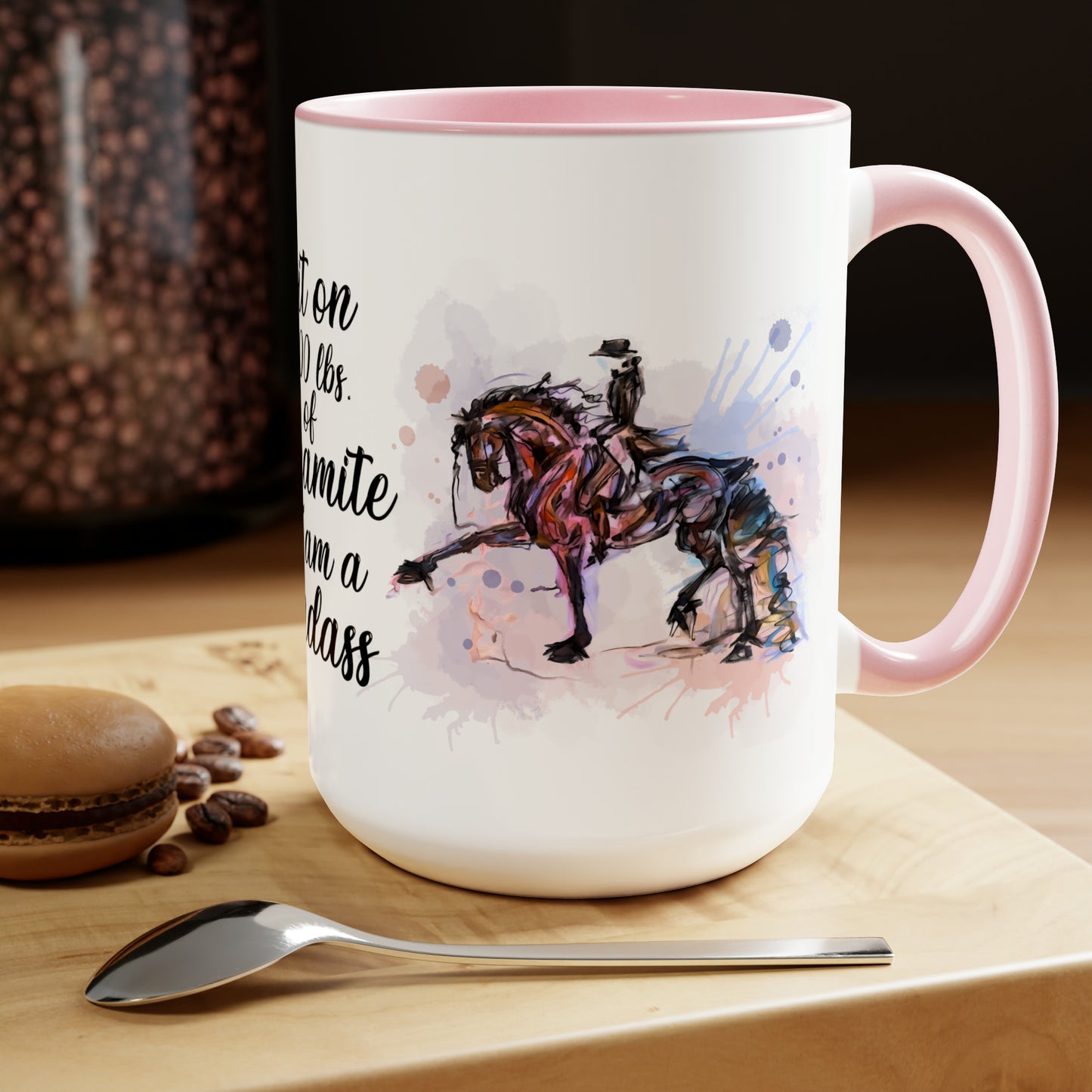 I am a Badass Watercolor Mug . Horse Lover Gift -Two-Tone Coffee Mugs, 15oz