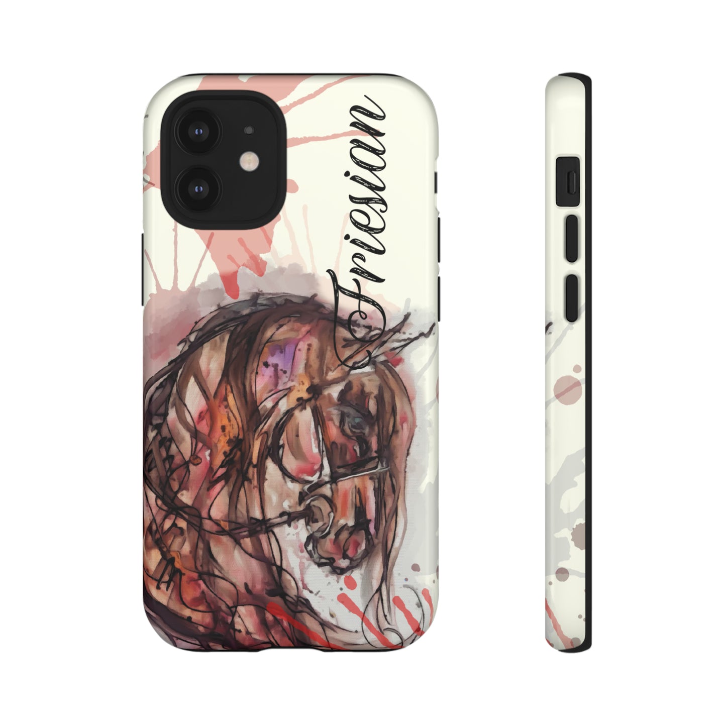 Friesian Watercolor Flower crown Horse Horse Lover Gift Study Tough Case Phone Case.
