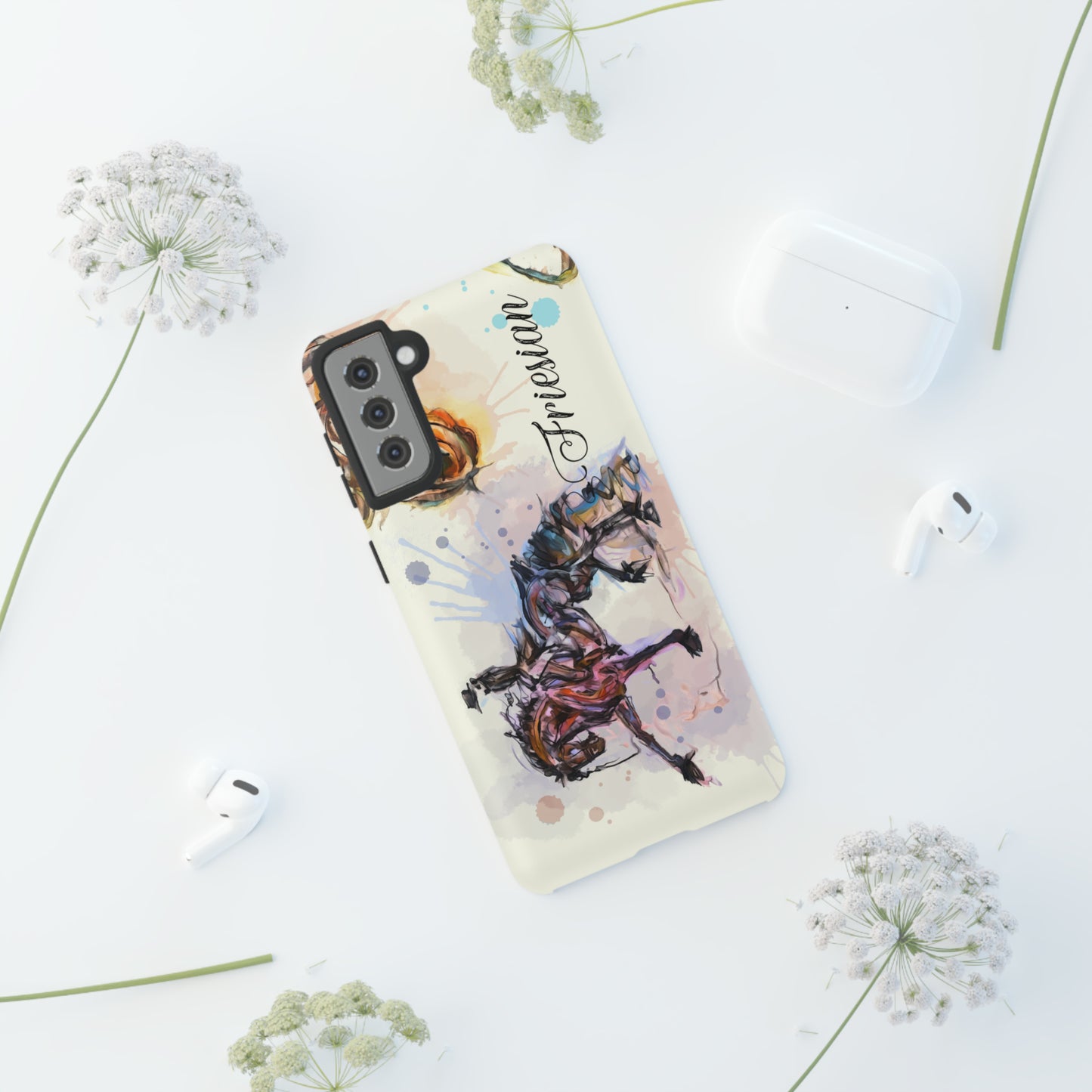 Friesian Watercolor Horse Horse Lover Gift Study Tough Case Phone Case.