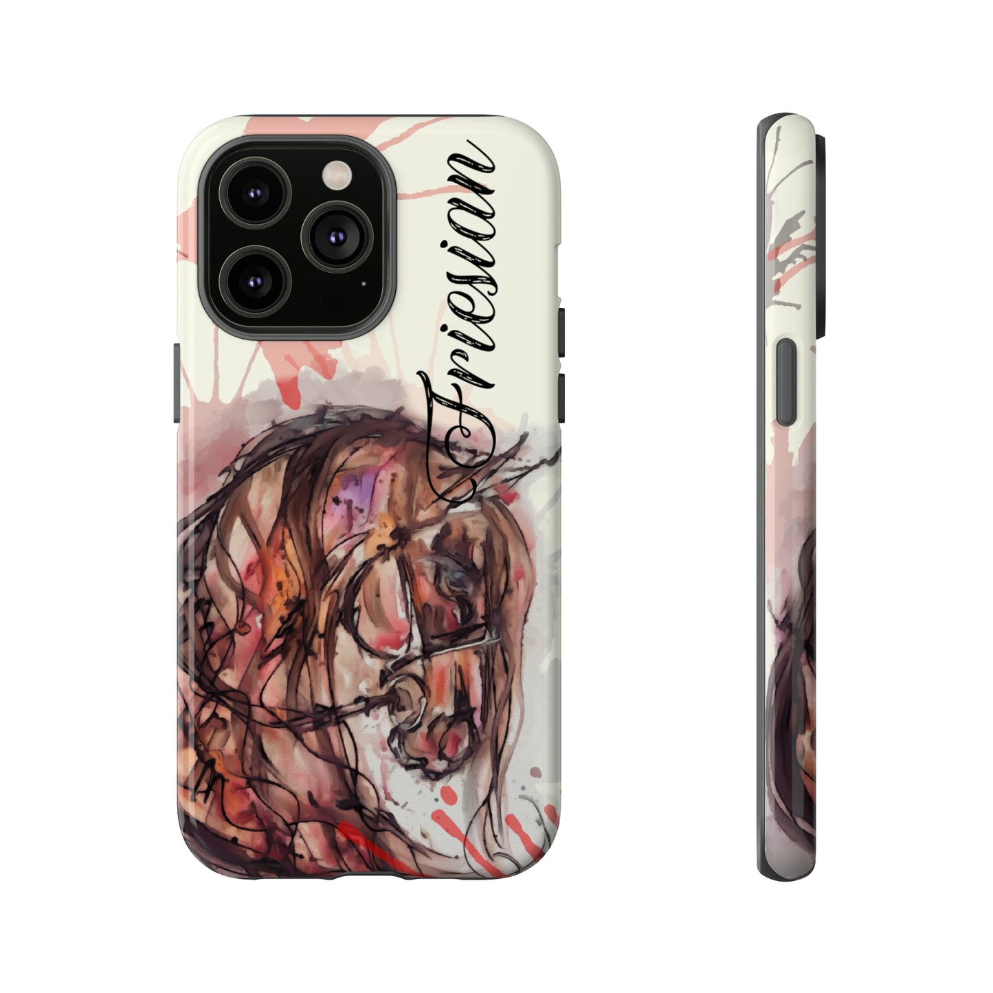 Friesian Watercolor Flower crown Horse Horse Lover Gift Study Tough Case Phone Case.