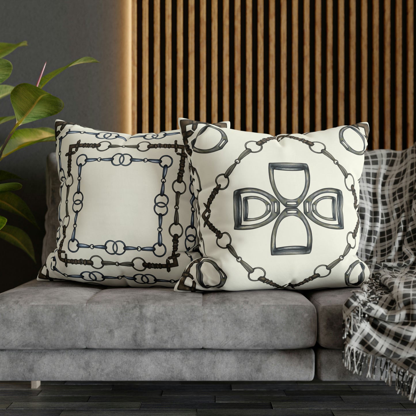My Original Equestrian Pillow Cover Horse Double sided equestrian bit pattern Polyester Pillowcase 24x24
