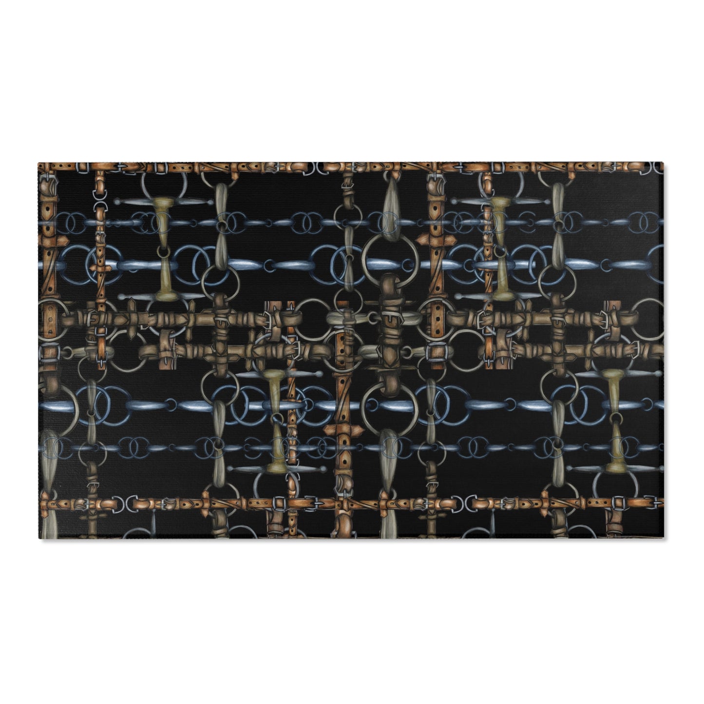 Equestrian Snaffle Bit Pattern Area Rug - Show Stall Mat - Tack Room Rug - Horse Lovers Gift
