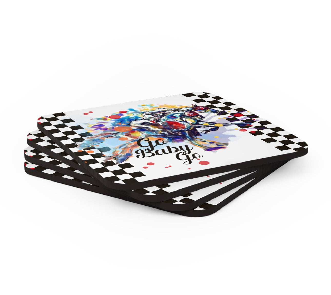A Kentucky Derby Race horse Art Corkwood Coaster Set