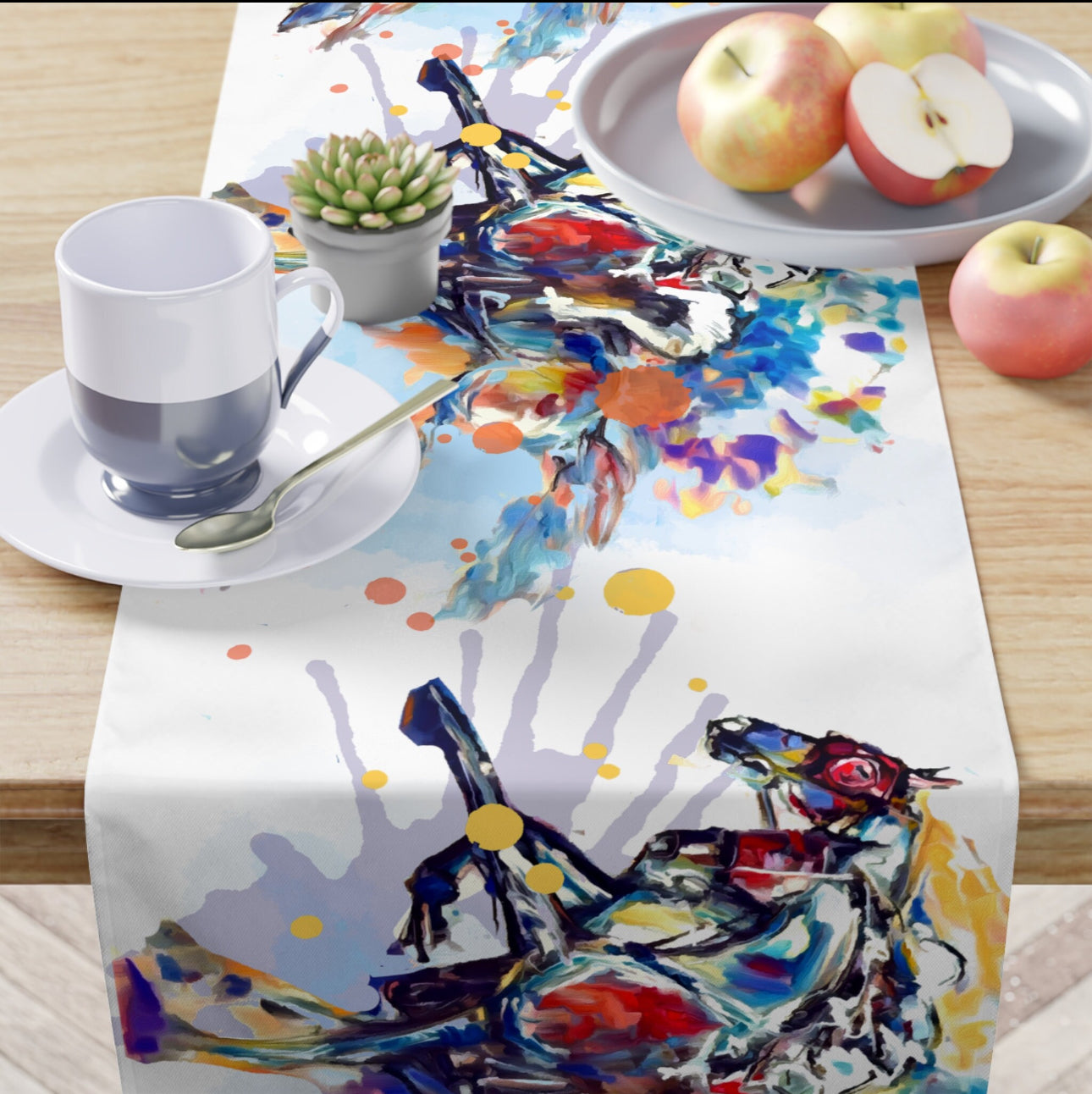 A Kentucky Derby Race Horse Art Motif Table Runner