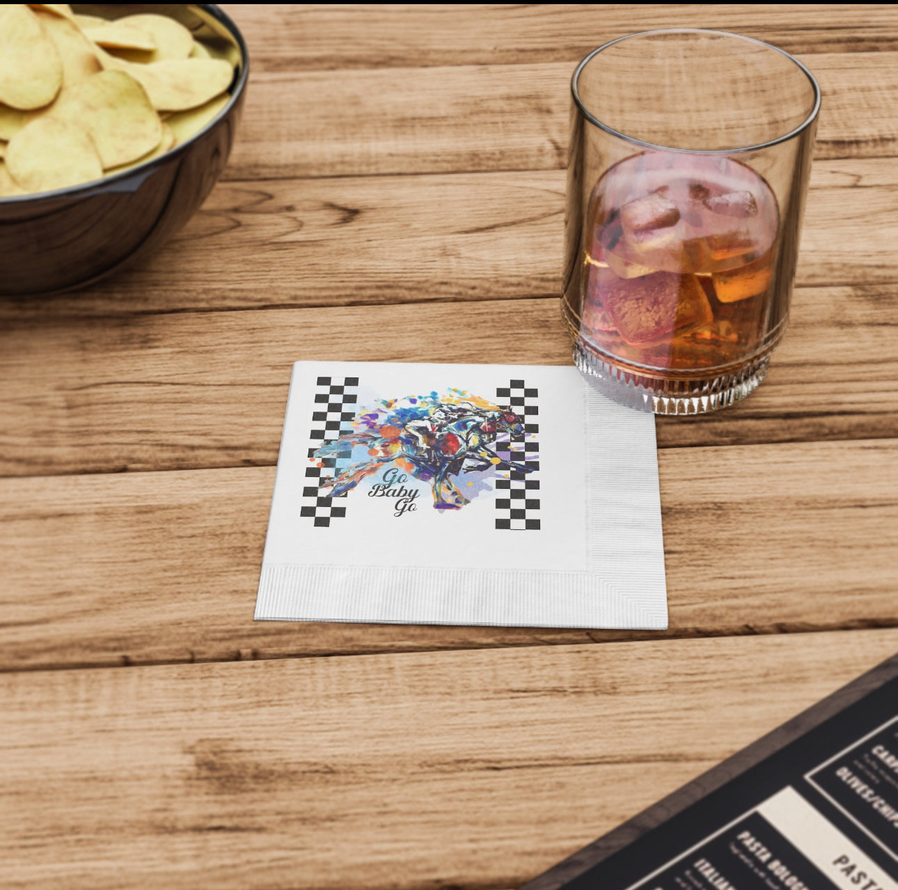 A Race Horse Kentucky Derby Run for the Roses Preakness triple Crown White Coined Napkins