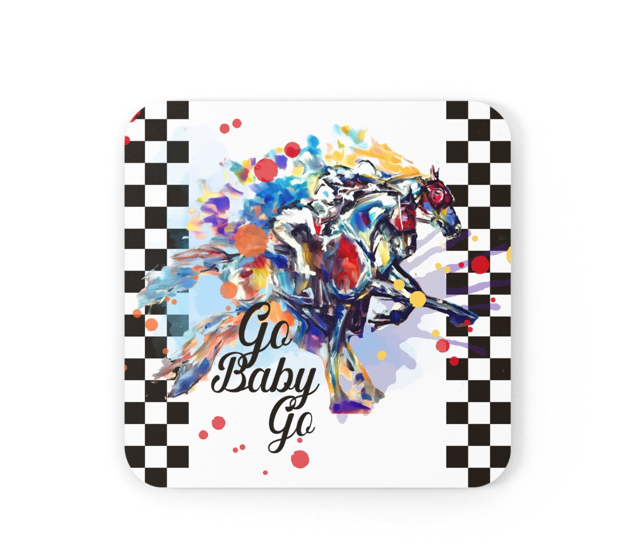 A Kentucky Derby Race horse Art Corkwood Coaster Set