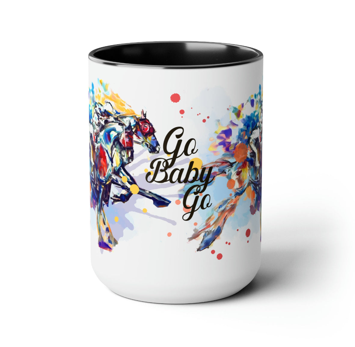 A kentucky Derby Watercolor art. Horse Lover Gift -Two-Tone Coffee Mug 15oz