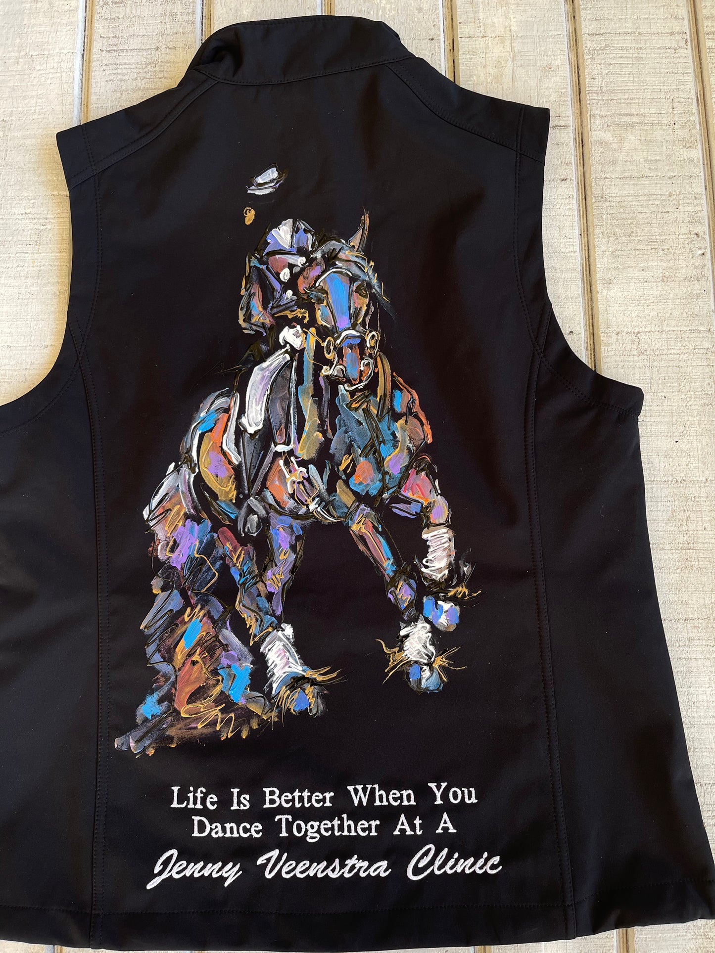 Hand Painted Baroque/Friesian Dressage Soft Shell Vest, Custom Embroidery Available