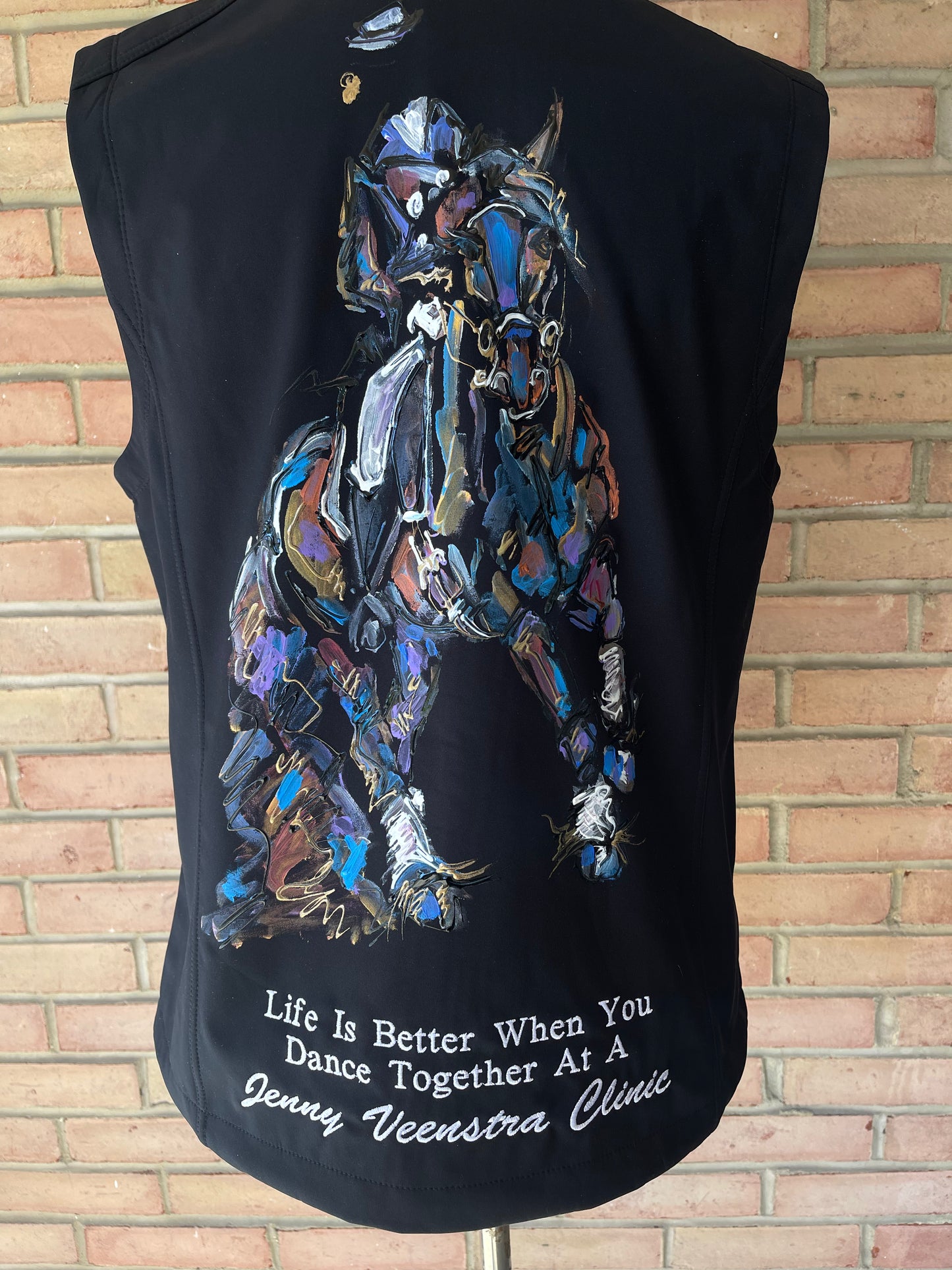 Hand Painted Baroque/Friesian Dressage Soft Shell Vest, Custom Embroidery Available