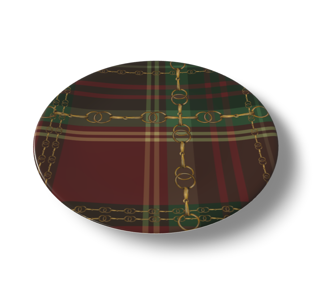 Red and Green Christmas Plaid Equestrian Bit China Plates