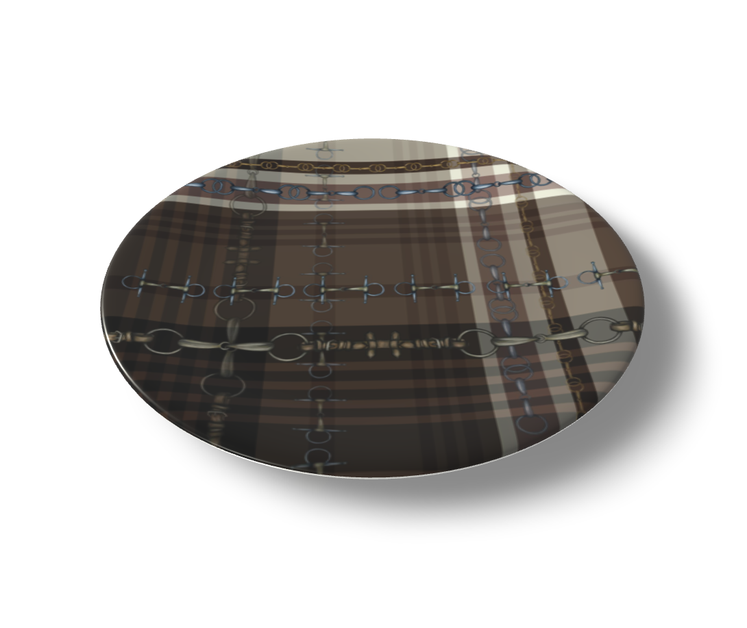 Brown Plaid Equestrian Bit China Plates