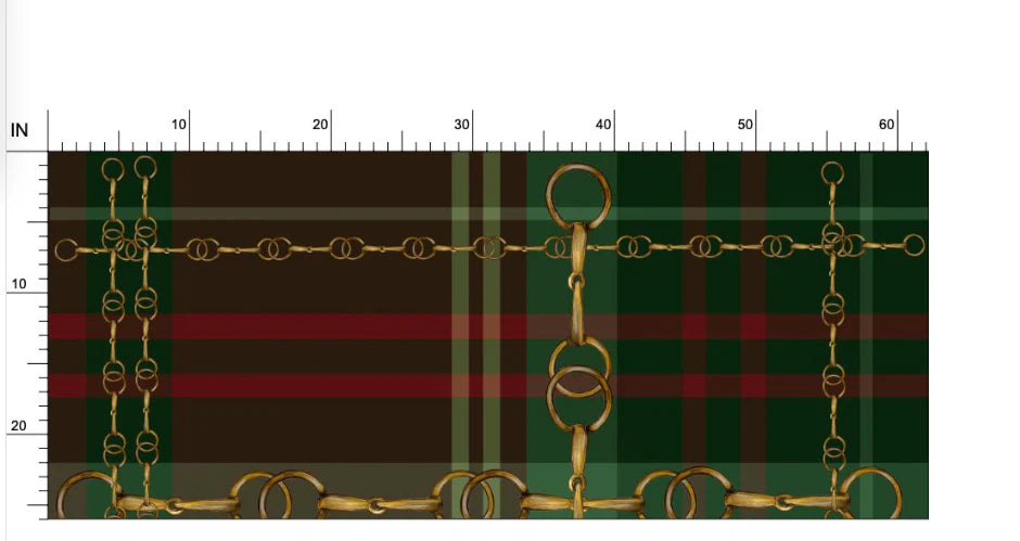 Christmas Equestrian Plaid Fabric Luxury Equine Art for Custom Home Decor and Sewing Projects 42x36 inches Pure Cotton