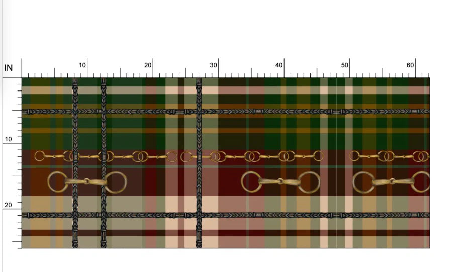 Red and Green Christmas Equestrian Plaid Fabric Luxury Equine Art for Custom Home Decor and Sewing Projects 42x36 inches Pure Cotton