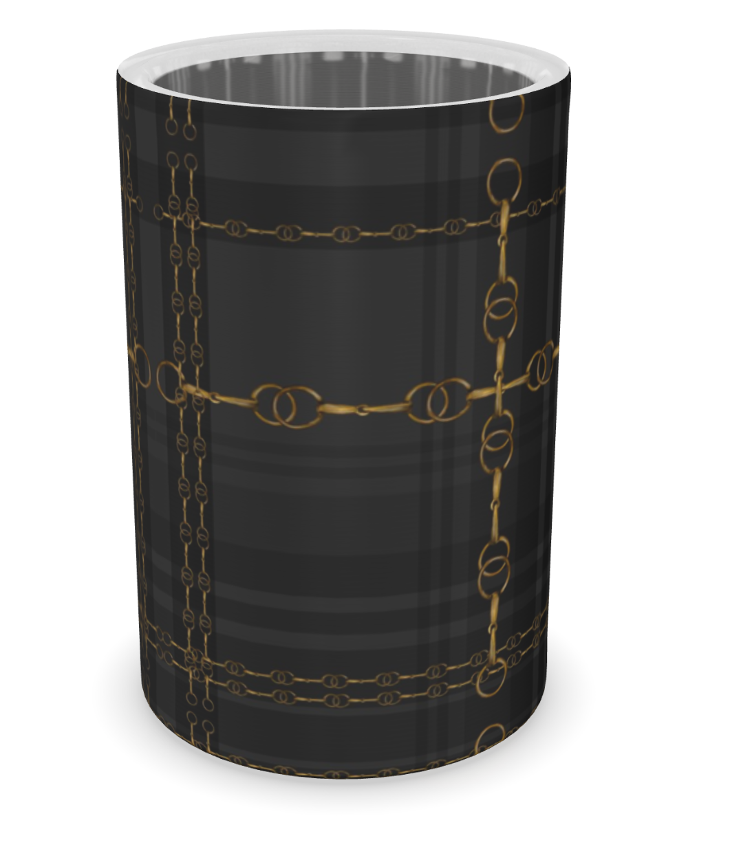 Black and Gold Luxury Wine Cooler, Equestrian Bit Plaid