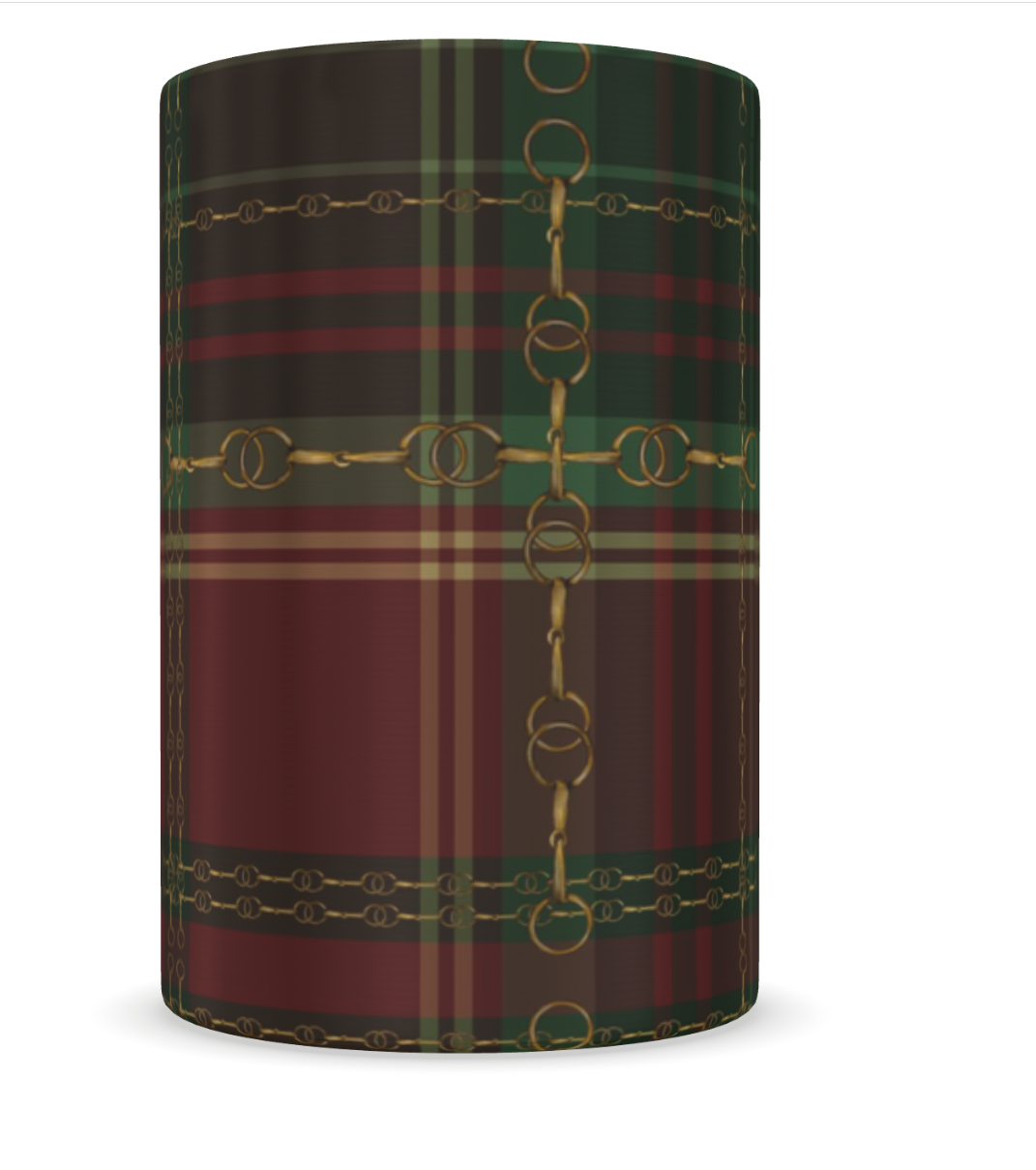 Christmas Green and Gold Luxury Wine Cooler, Equestrian Bit Plaid