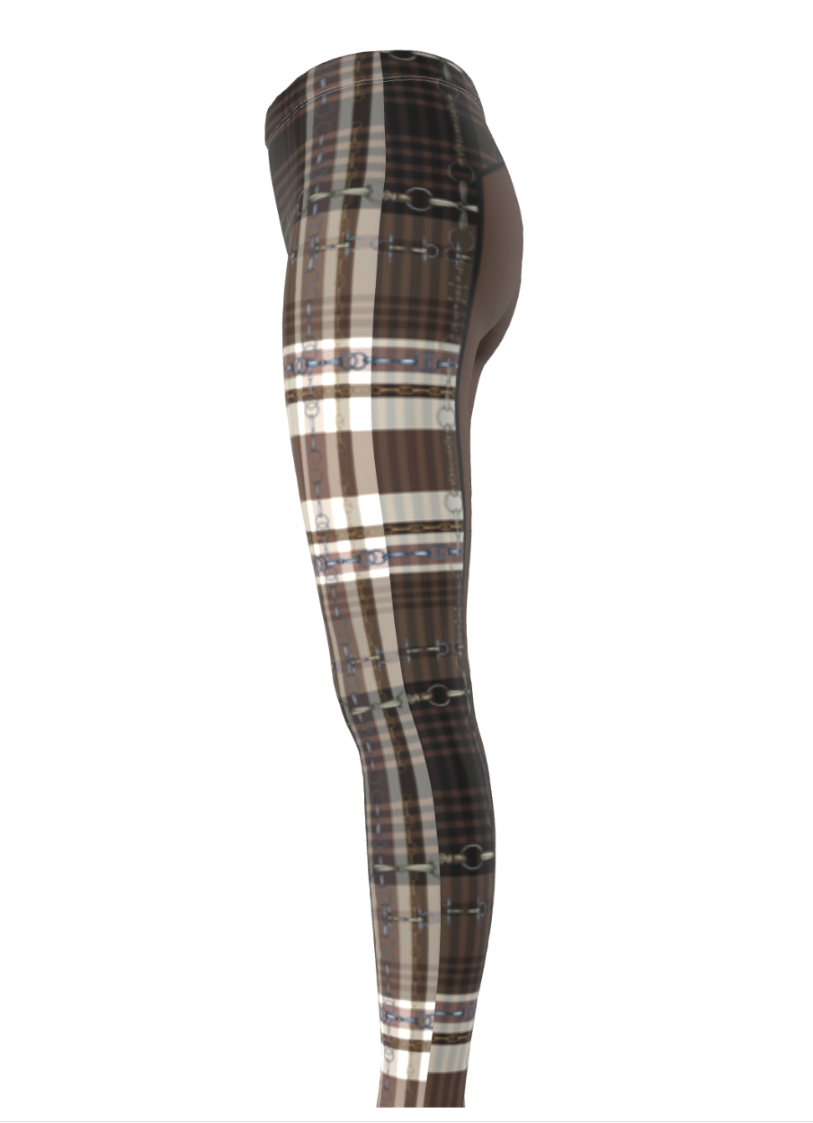 Piaffe Plaid Equestrian Bit Faux Full Seat Riding Tights/ Leggings