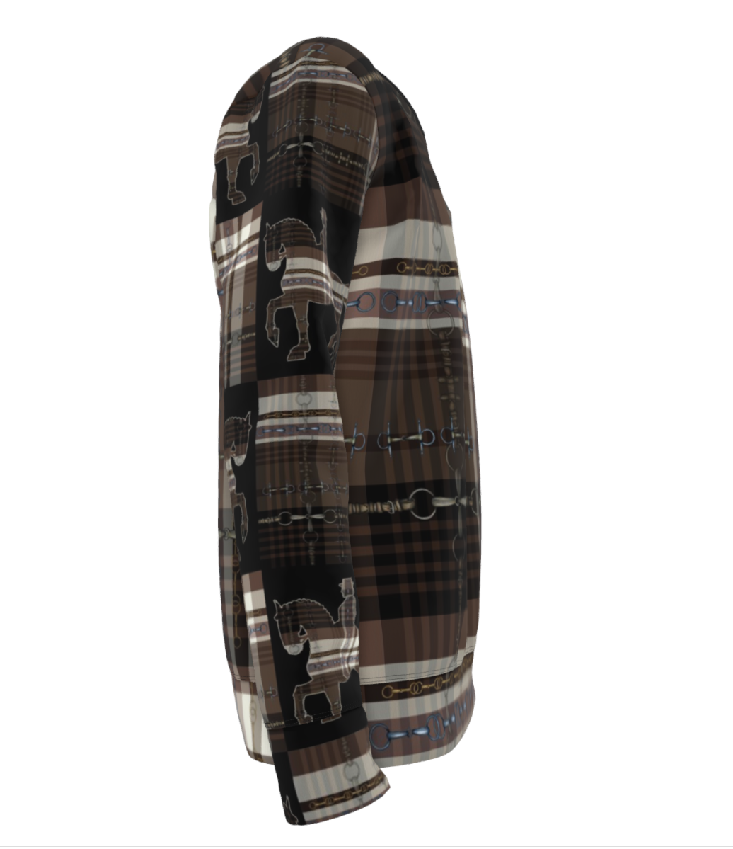 Brown and Black Equestrian Random Bit Motif Sweatshirt