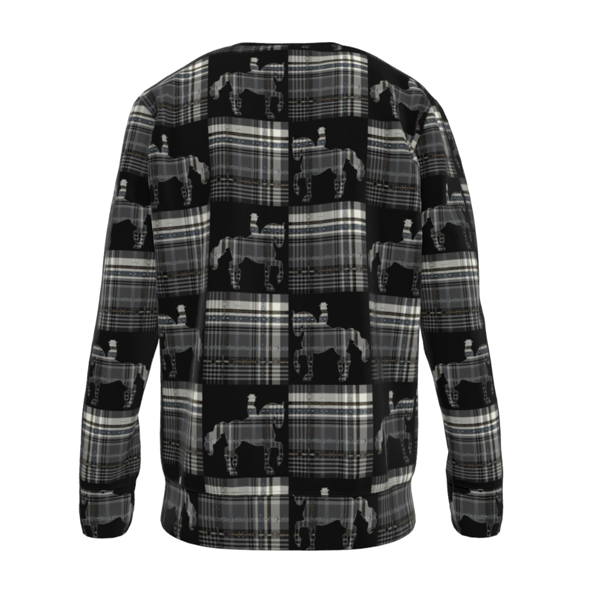 Black Checkered Equestrian Plaid Sweatshirt