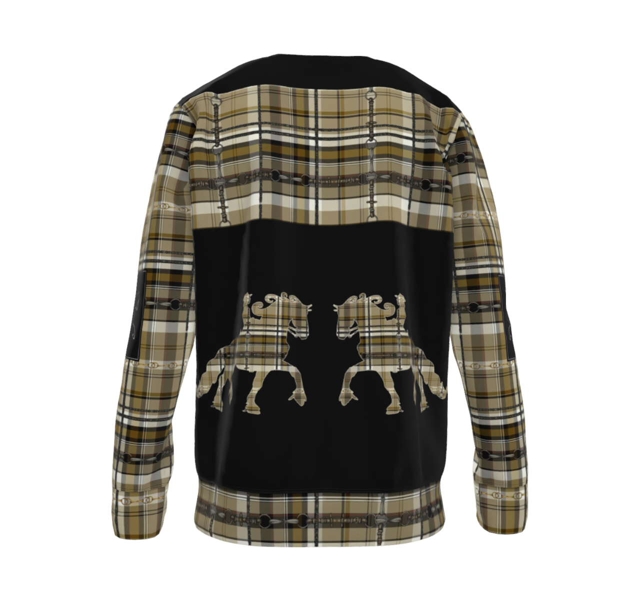 Jenny Veenstra Yellow Ochre Equestrian Plaid Sweatshirt