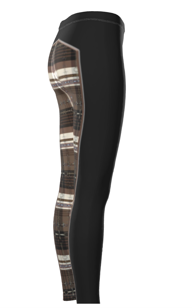Jenny Veenstra Black and Brown Piaffe Plaid Equestrian Bit Faux Full Seat Riding fashionLeggings