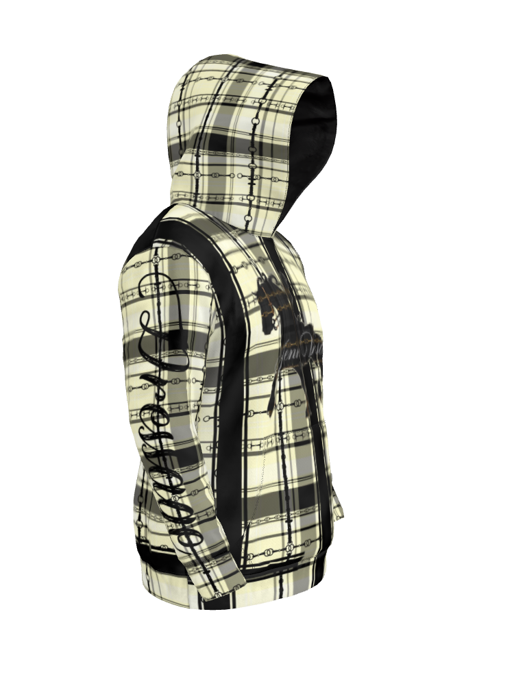 Jenny Veenstra Ivory and Black Plaid Hoodie
