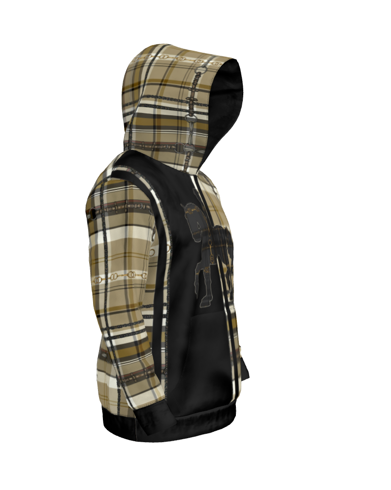Mustard and Black Plaid Dressage Hoodie