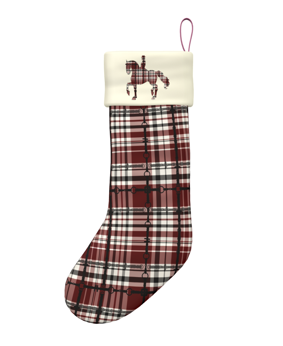 Red Equestrian Plaid Christmas Stocking