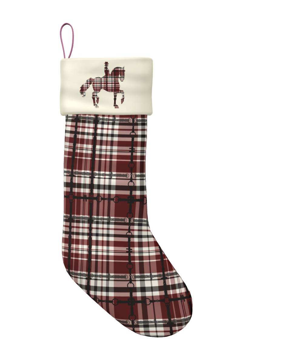 Red Equestrian Plaid Christmas Stocking