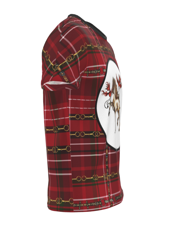 Red Equestrian Plaid Christmas T Shirt