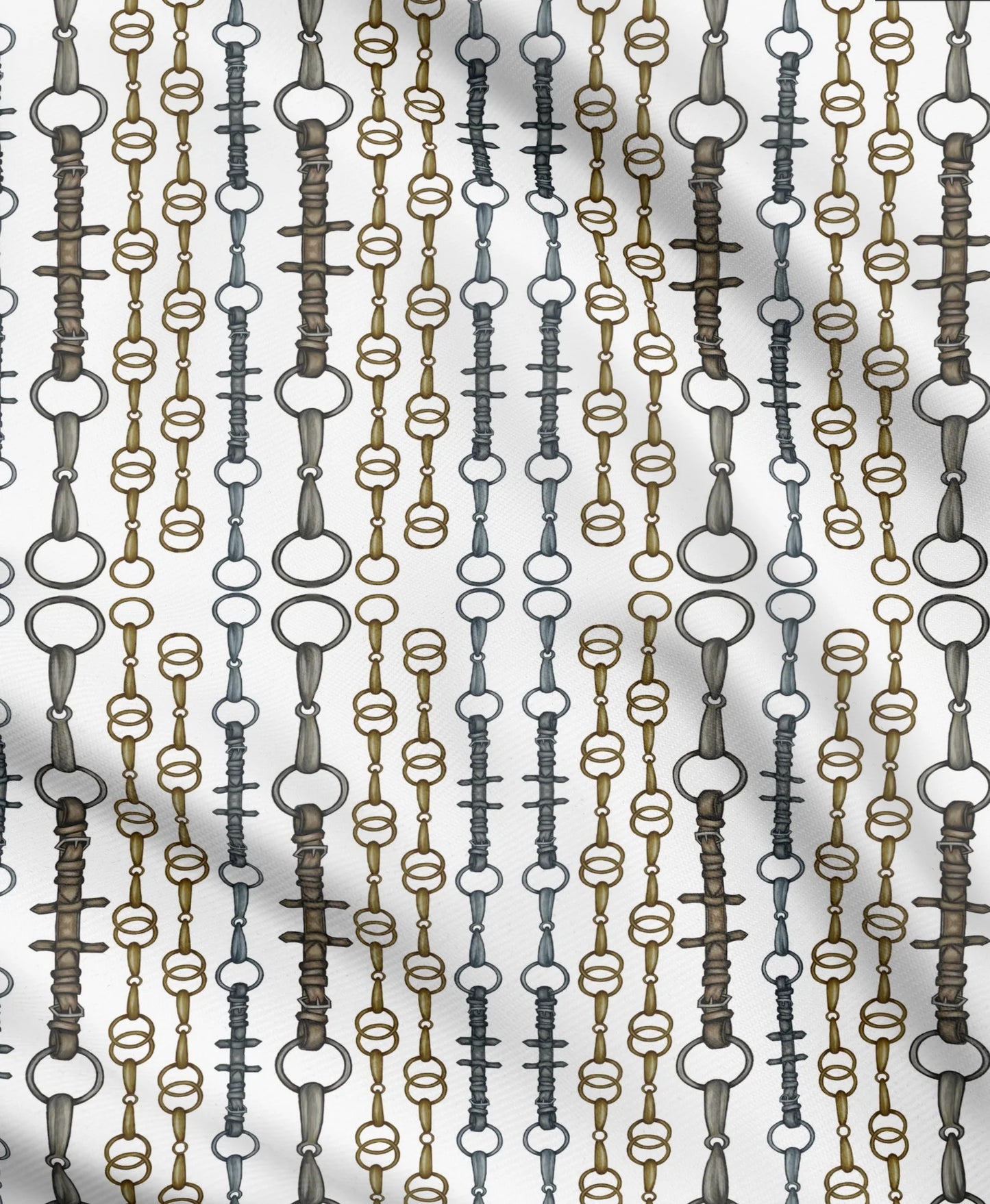 Linear Bits Equestrian Fabric Luxury Equine Art for Custom Home Decor and Sewing Projects 42x36 inches Pure Cotton