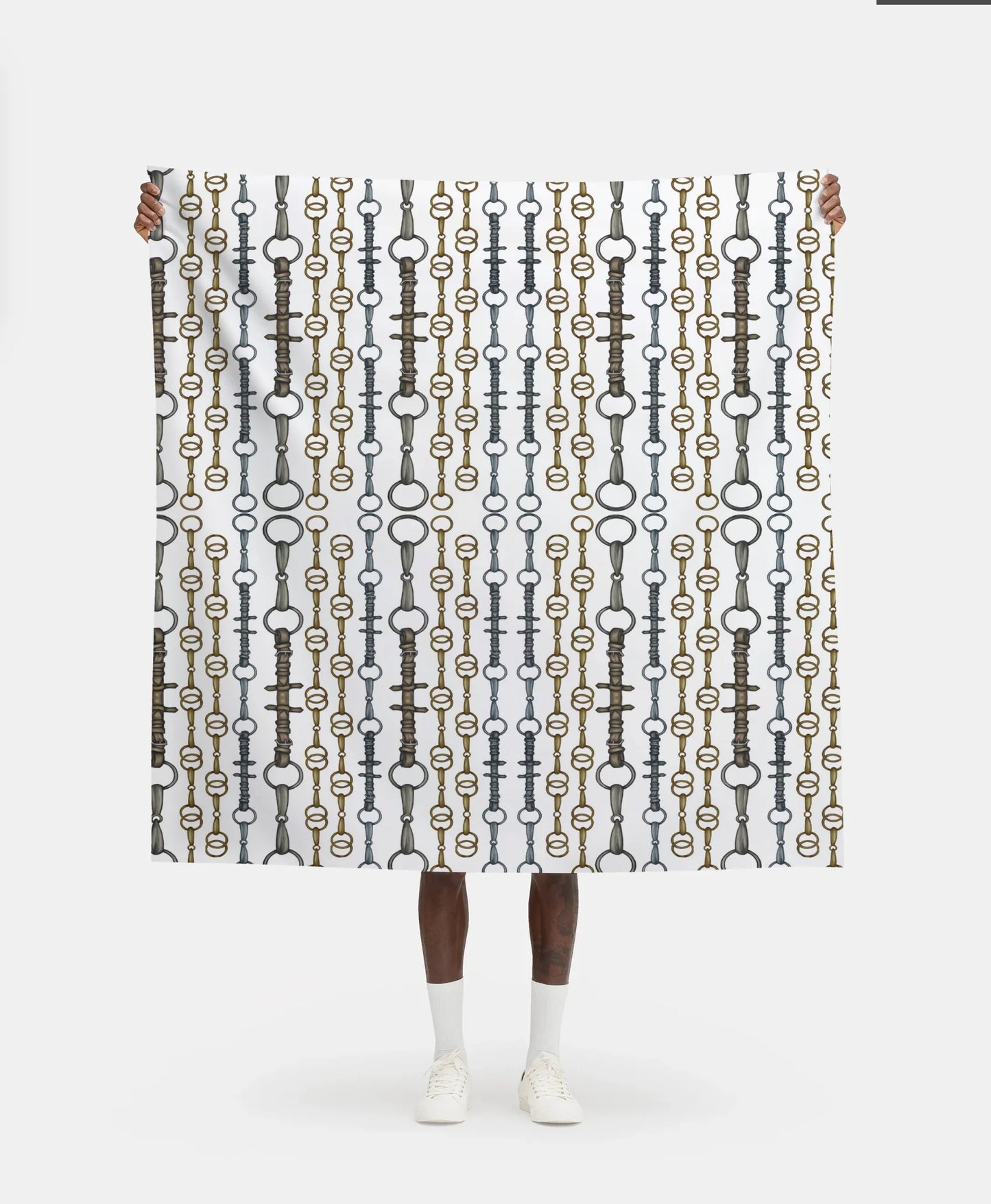 Linear Bits Equestrian Fabric Luxury Equine Art for Custom Home Decor and Sewing Projects 42x36 inches Pure Cotton