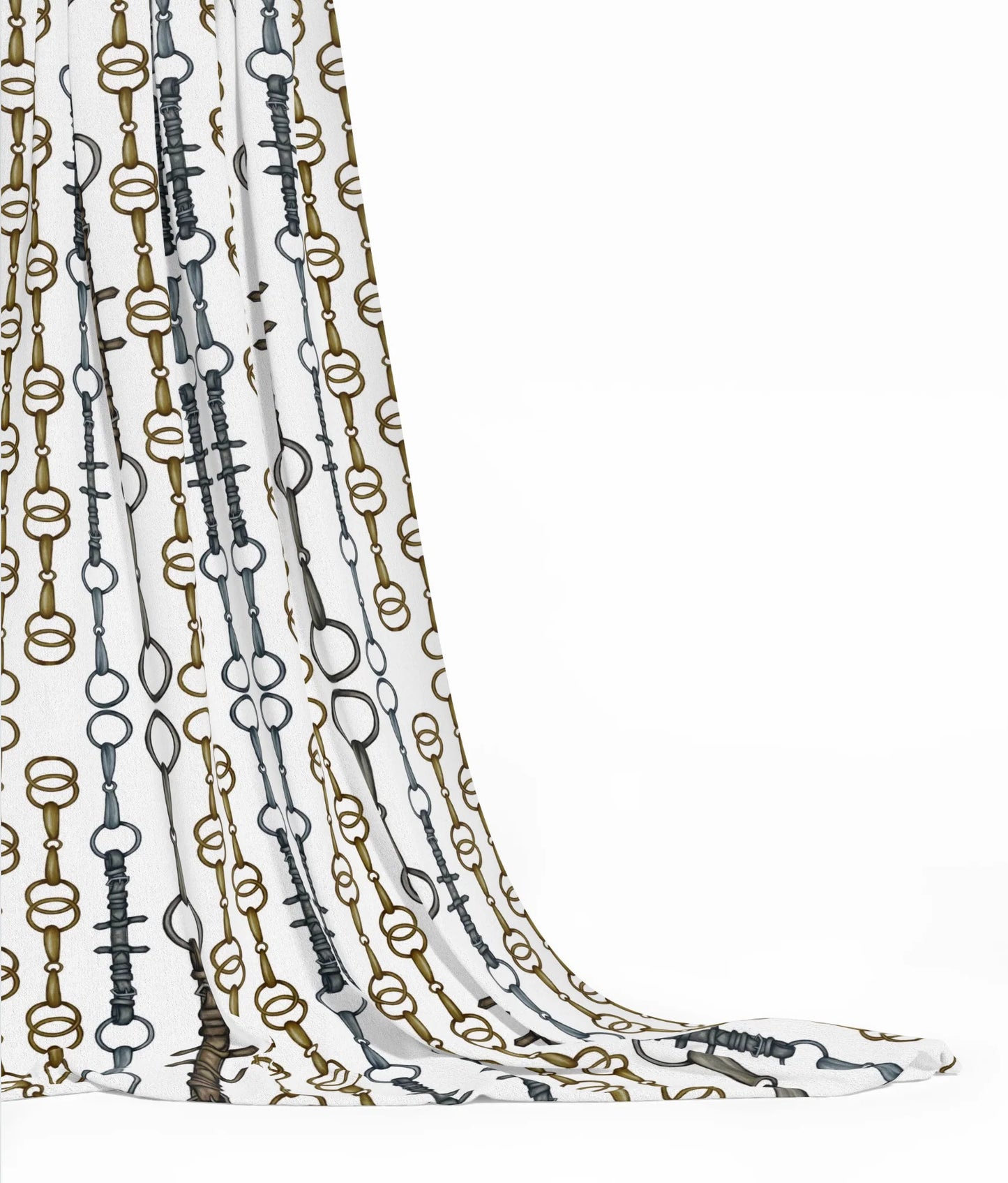 Linear Bits Equestrian Fabric Luxury Equine Art for Custom Home Decor and Sewing Projects 42x36 inches Pure Cotton