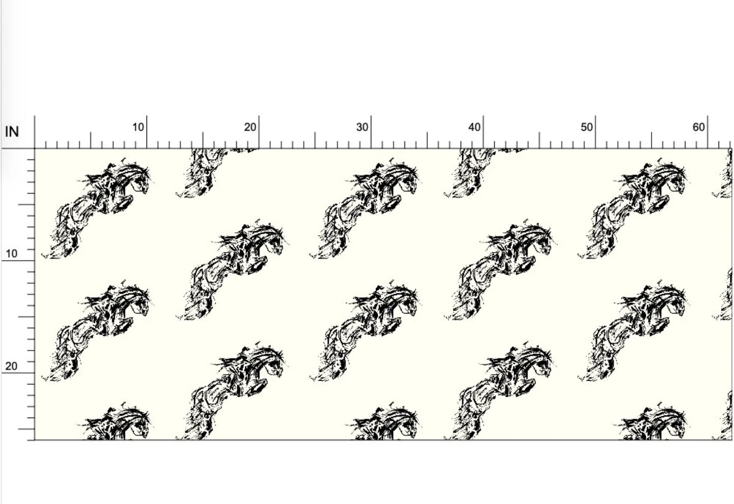 Ivory and Black Horse Art Equestrian Fabric Luxury Equine Art for Custom Home Decor and Sewing Projects 42x36 inches Pure Cotton