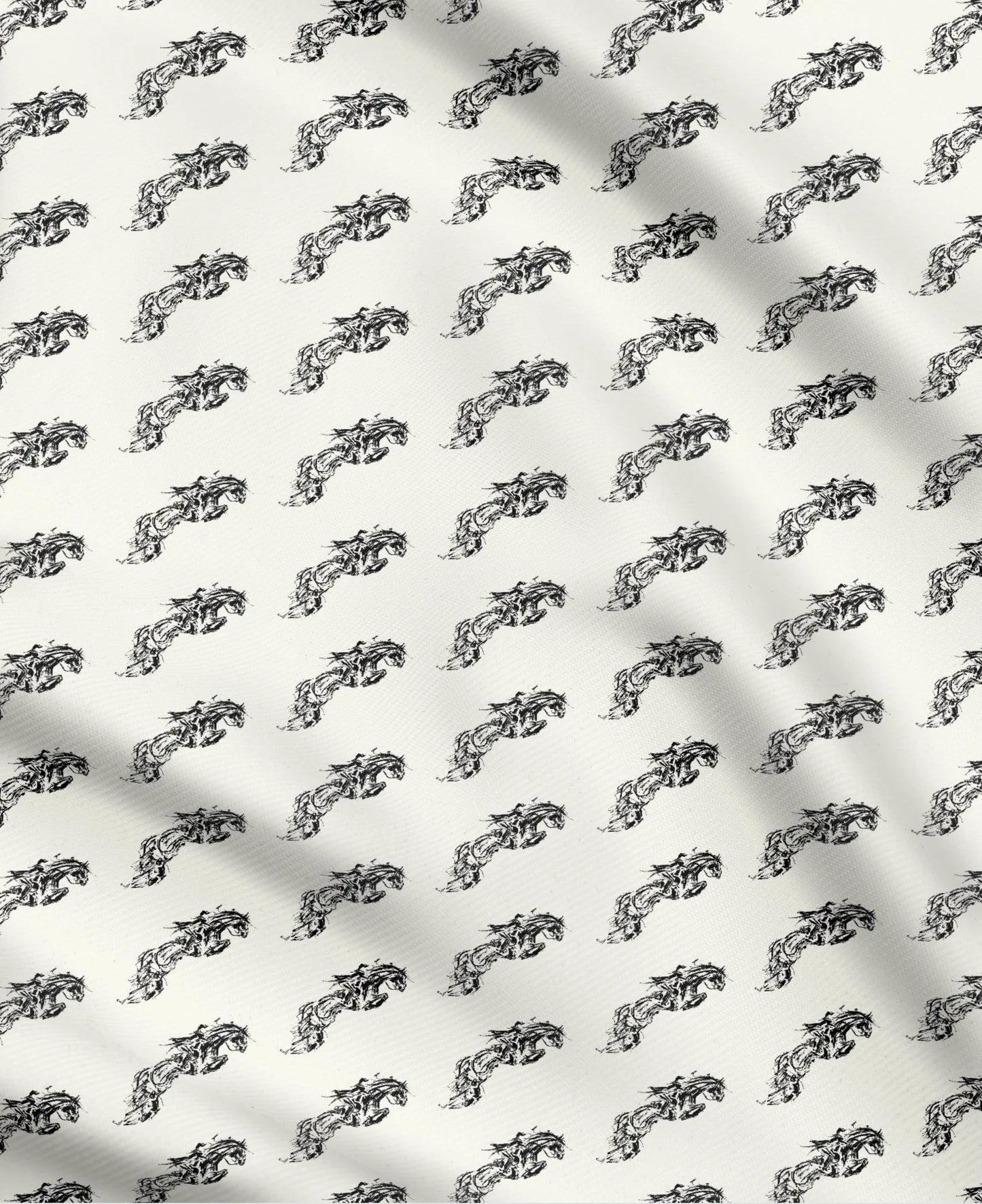 Ivory and Black Horse Art Equestrian Fabric Luxury Equine Art for Custom Home Decor and Sewing Projects 42x36 inches Pure Cotton