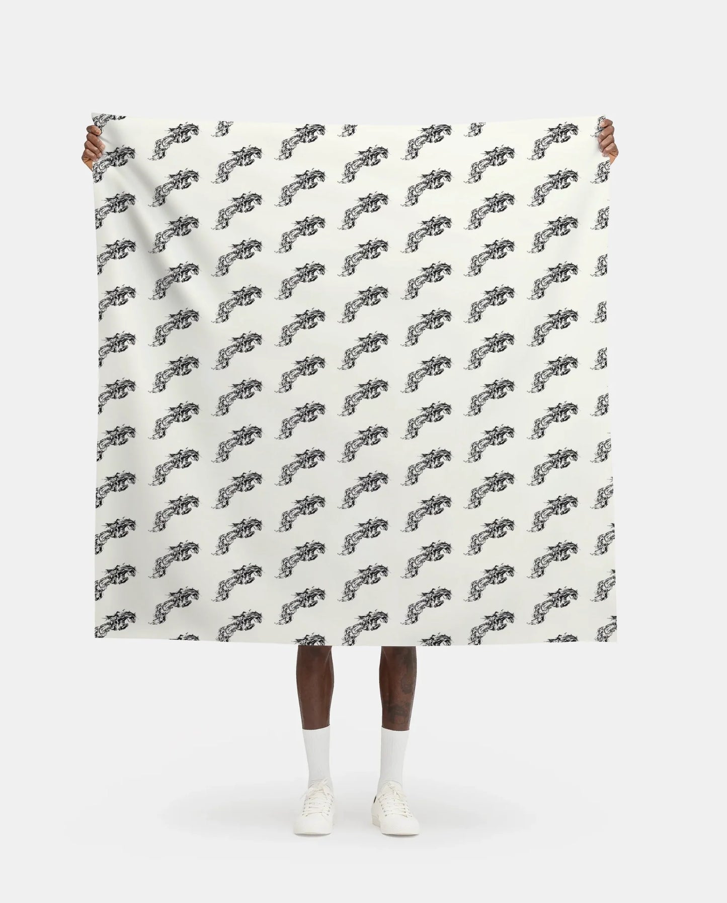 Ivory and Black Horse Art Equestrian Fabric Luxury Equine Art for Custom Home Decor and Sewing Projects 42x36 inches Pure Cotton