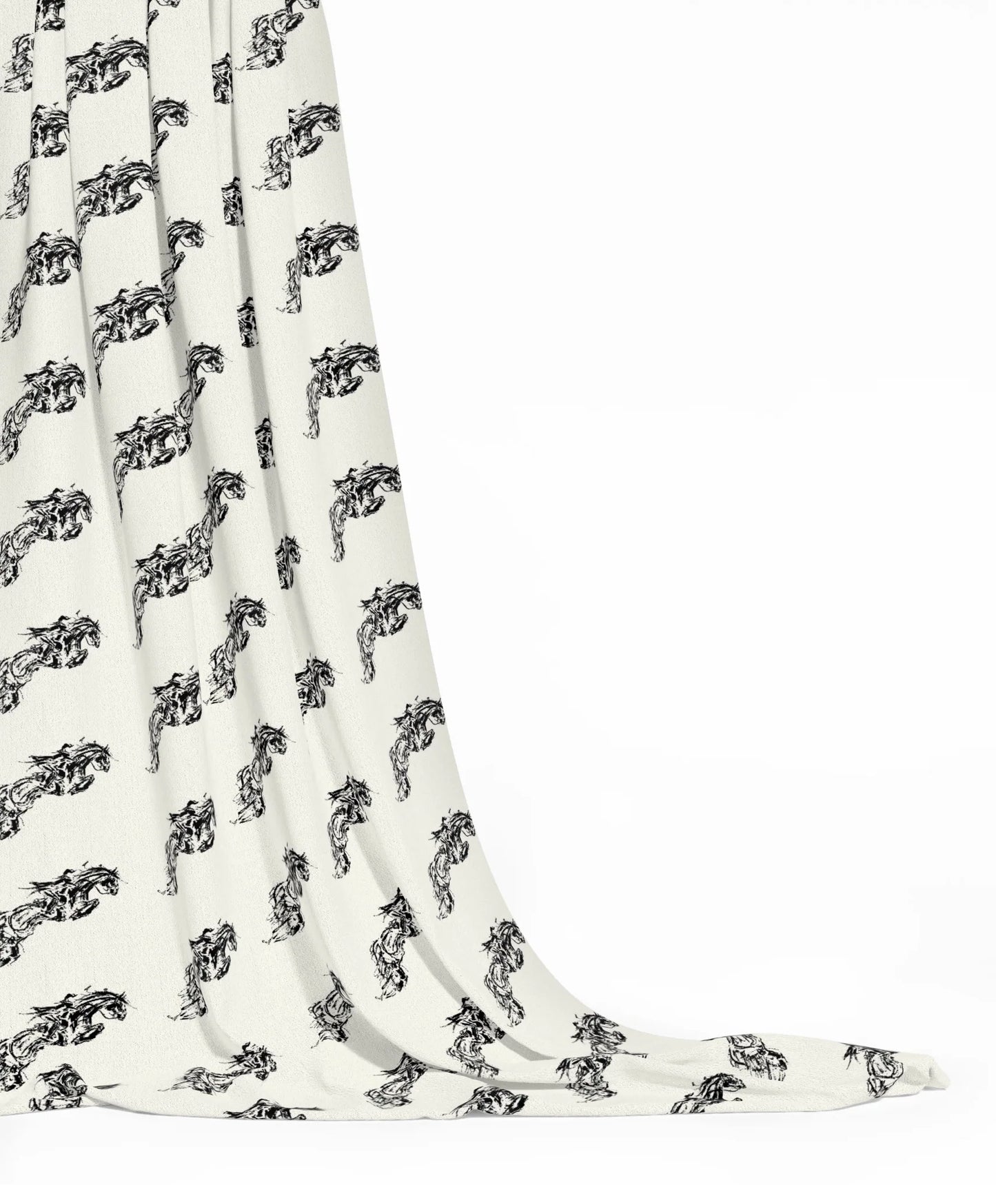 Ivory and Black Horse Art Equestrian Fabric Luxury Equine Art for Custom Home Decor and Sewing Projects 42x36 inches Pure Cotton