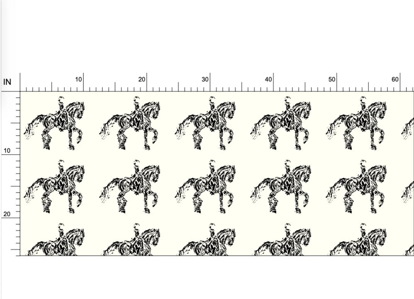 Ivory and Black Dressage Horse Art Equestrian Fabric Luxury Equine Art for Custom Home Decor and Sewing Projects 42x36 inches Pure Cotton