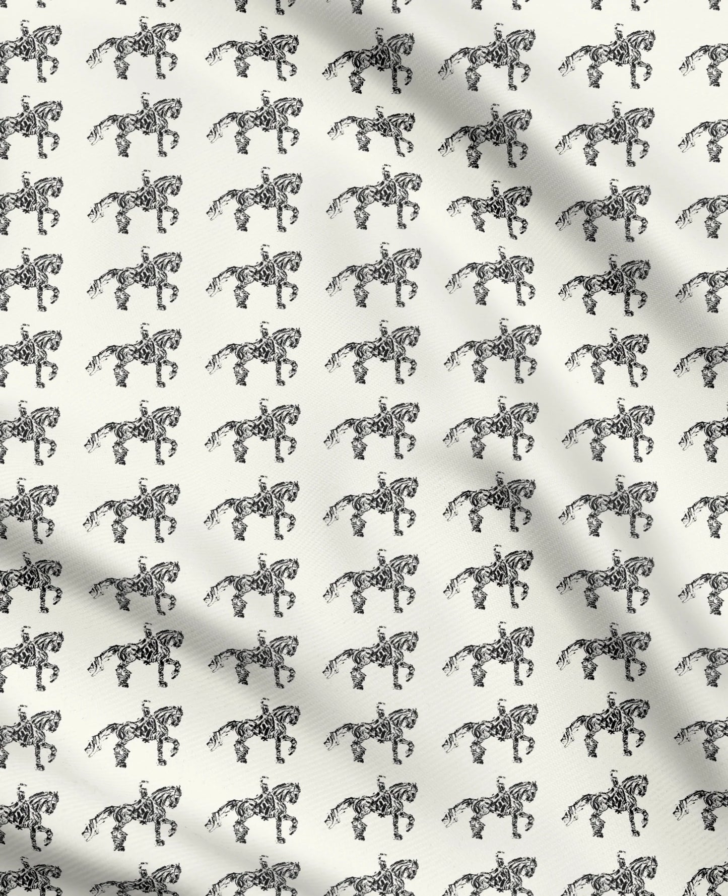 Ivory and Black Dressage Horse Art Equestrian Fabric Luxury Equine Art for Custom Home Decor and Sewing Projects 42x36 inches Pure Cotton