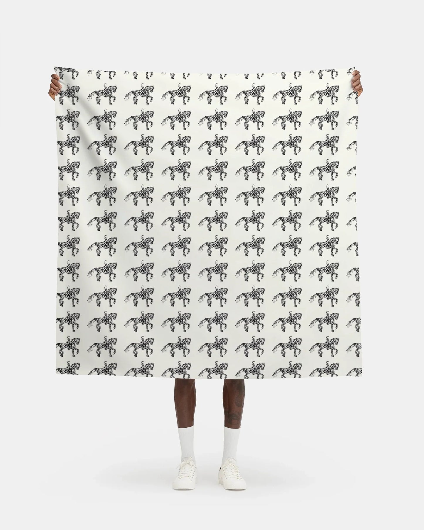 Ivory and Black Dressage Horse Art Equestrian Fabric Luxury Equine Art for Custom Home Decor and Sewing Projects 42x36 inches Pure Cotton