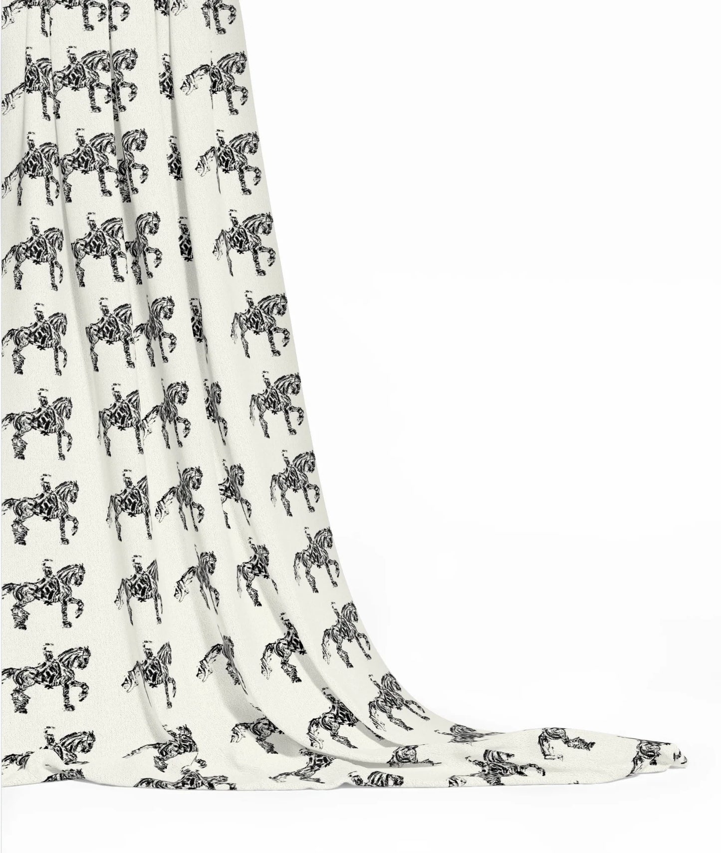 Ivory and Black Dressage Horse Art Equestrian Fabric Luxury Equine Art for Custom Home Decor and Sewing Projects 42x36 inches Pure Cotton
