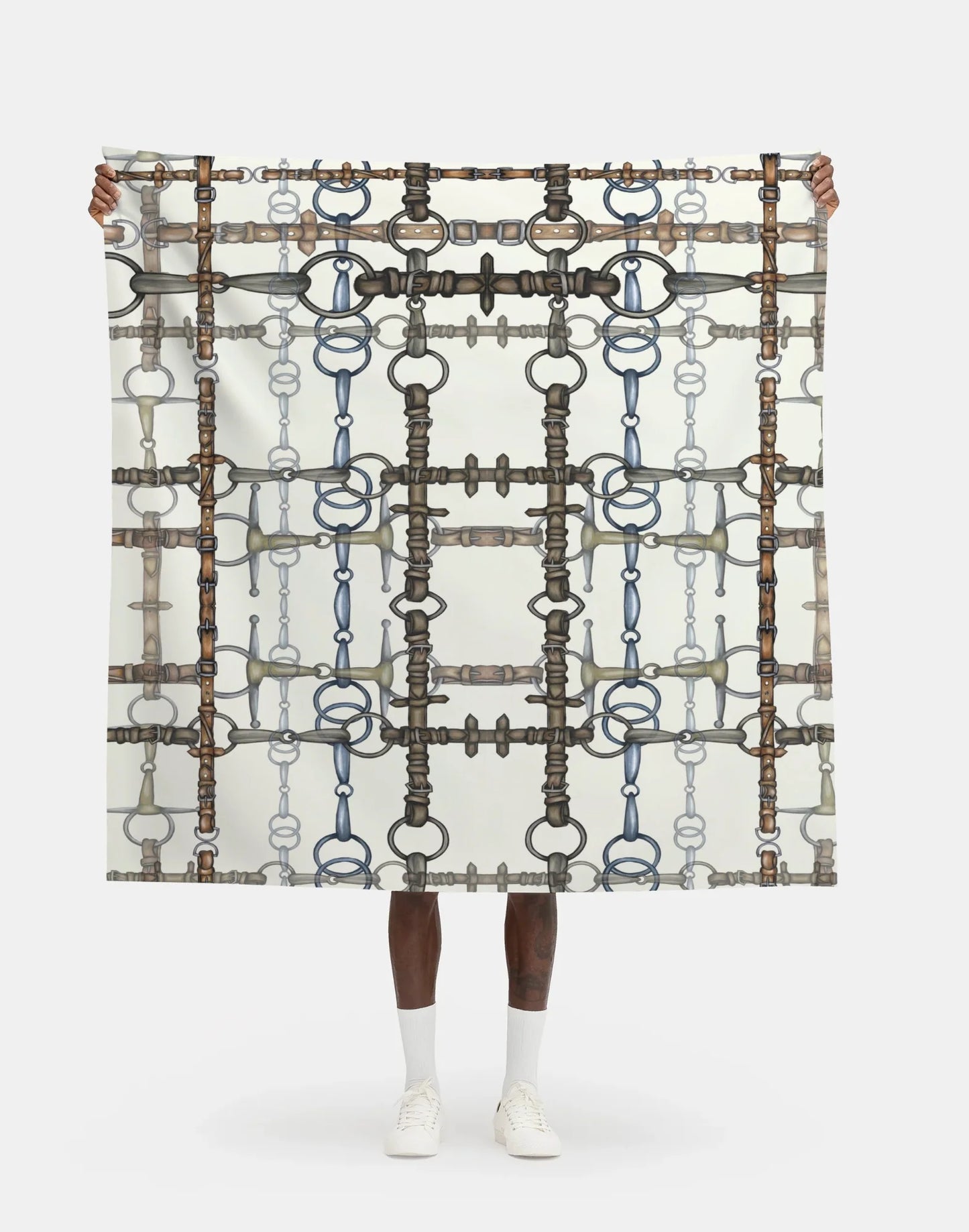 Reins and Bits Equestrian Fabric Luxury Equine Art for Custom Home Decor and Sewing Projects 42x36 inches Pure Cotton
