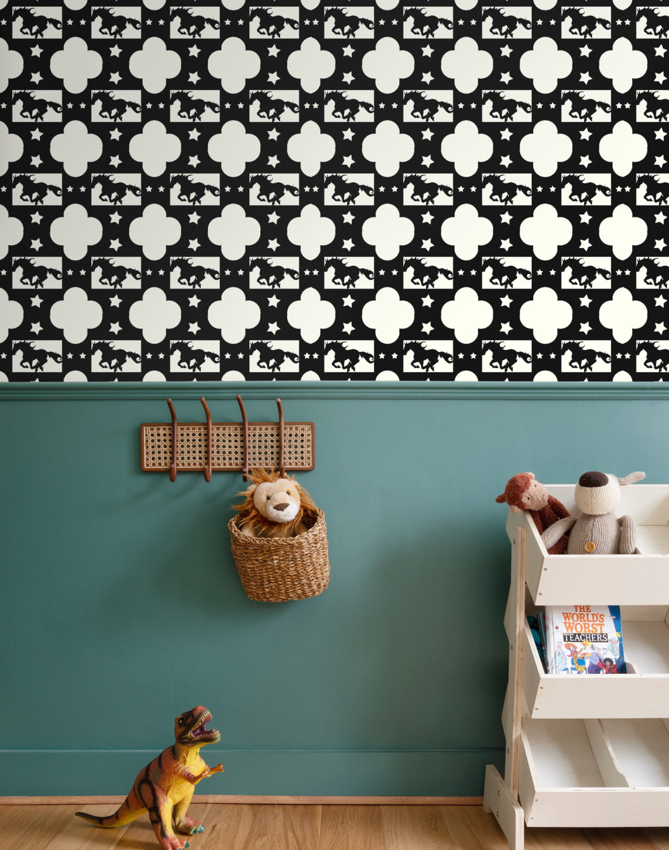 Western Wallpaper Elegant Ivory and Black Equestrian Home Decor