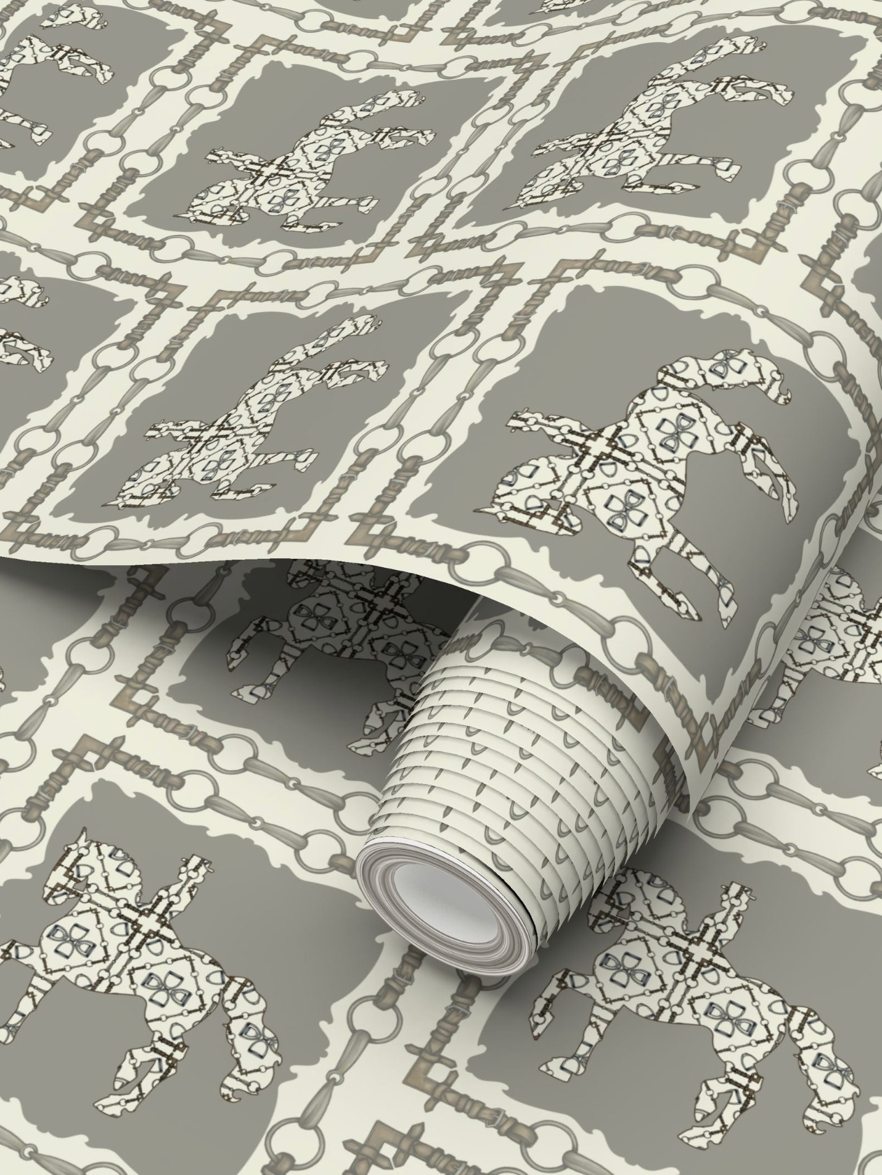 Gray Dressage Wallpaper Equestrian Home Decor