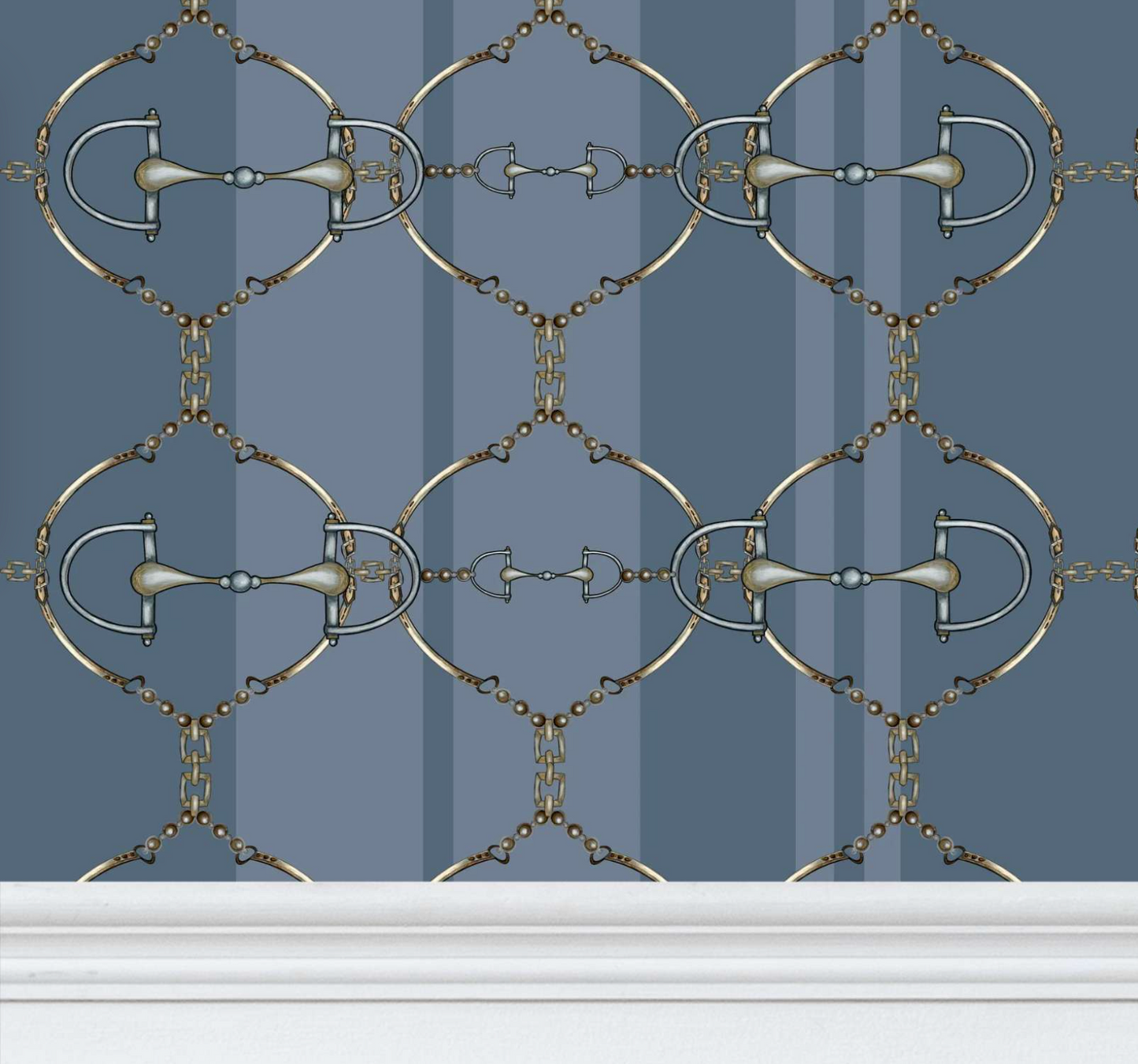 Use code Thankyou30 for 30% off Blue Snaffle Bit Equestrian Luxury Wallpaper Equestrian Home Decor