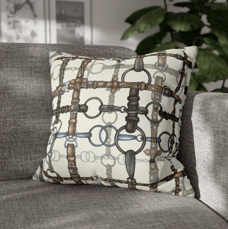 Double Sided Equestrian Chaos Bit Pillow Case