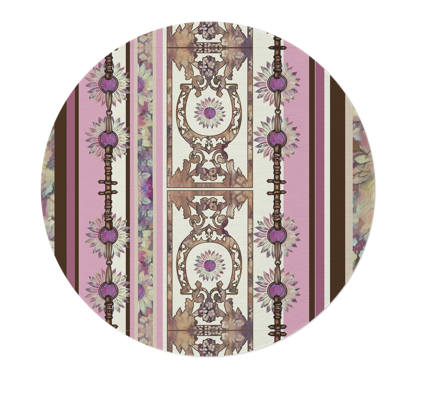 Cowgirl Dream Round Rug Blanket Western/ English/ Hunter Jumper Maximalist Boho Equestrian Girls Bedroom Decor Horse Shoe Art Equestrian