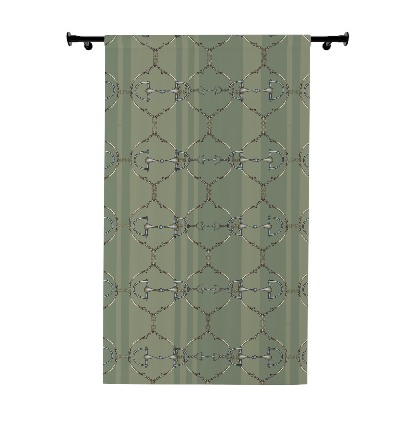 Sage Green Equestrian Snaffle Bit heavy high quality Window Curtains (1 Piece)